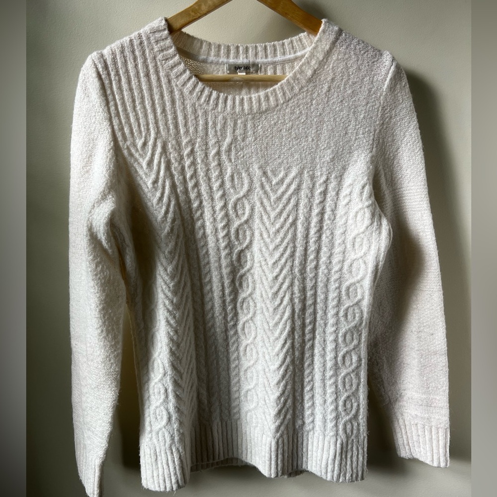 TYLER BOE Mohair Blend Cabled Sweater Crew Neck Cozy Fall Aran M
